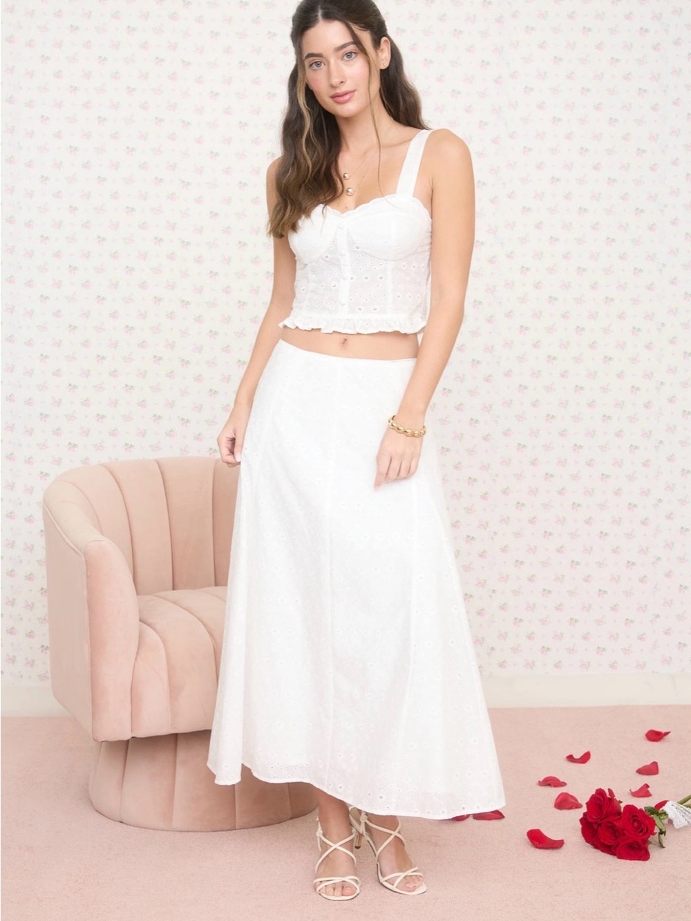 Studio by The Workshop Boutique White Eyelet Maxi Skirt NWT